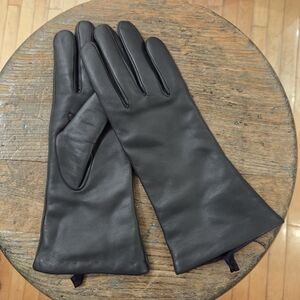 NWOT Brume Cashmere Lined Leather Dark Grey Gloves 6.5 NOT WORN